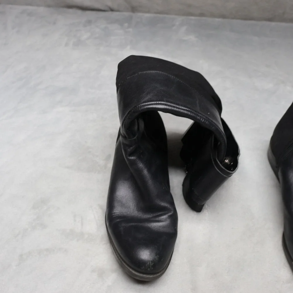 Tahari Women 8.5M Knee High Boots Black Leather Buckle Riding Classic‎ Winter